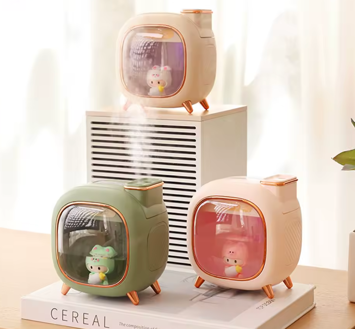 500ML Cartoon Doll USB Air Humidifier & Essential Oil Diffuser – Ultrasonic Aroma Mist with Colorful Breathing Night Light