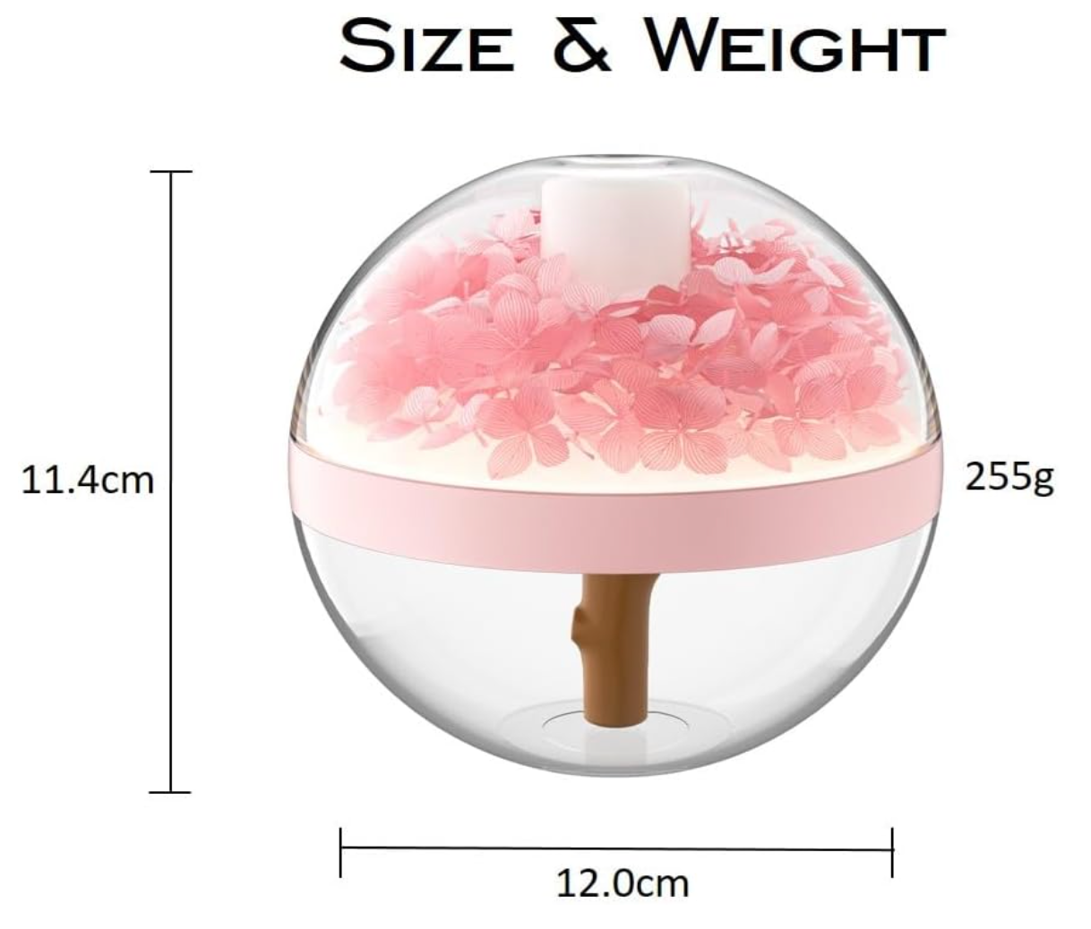 Preserved Flower Portable Humidifier,270ml Capacity,Rechargeable Essential Oil Diffuser with Night Light and Waterless Auto Shut-Off,for Office Room Bedroom Livingroom