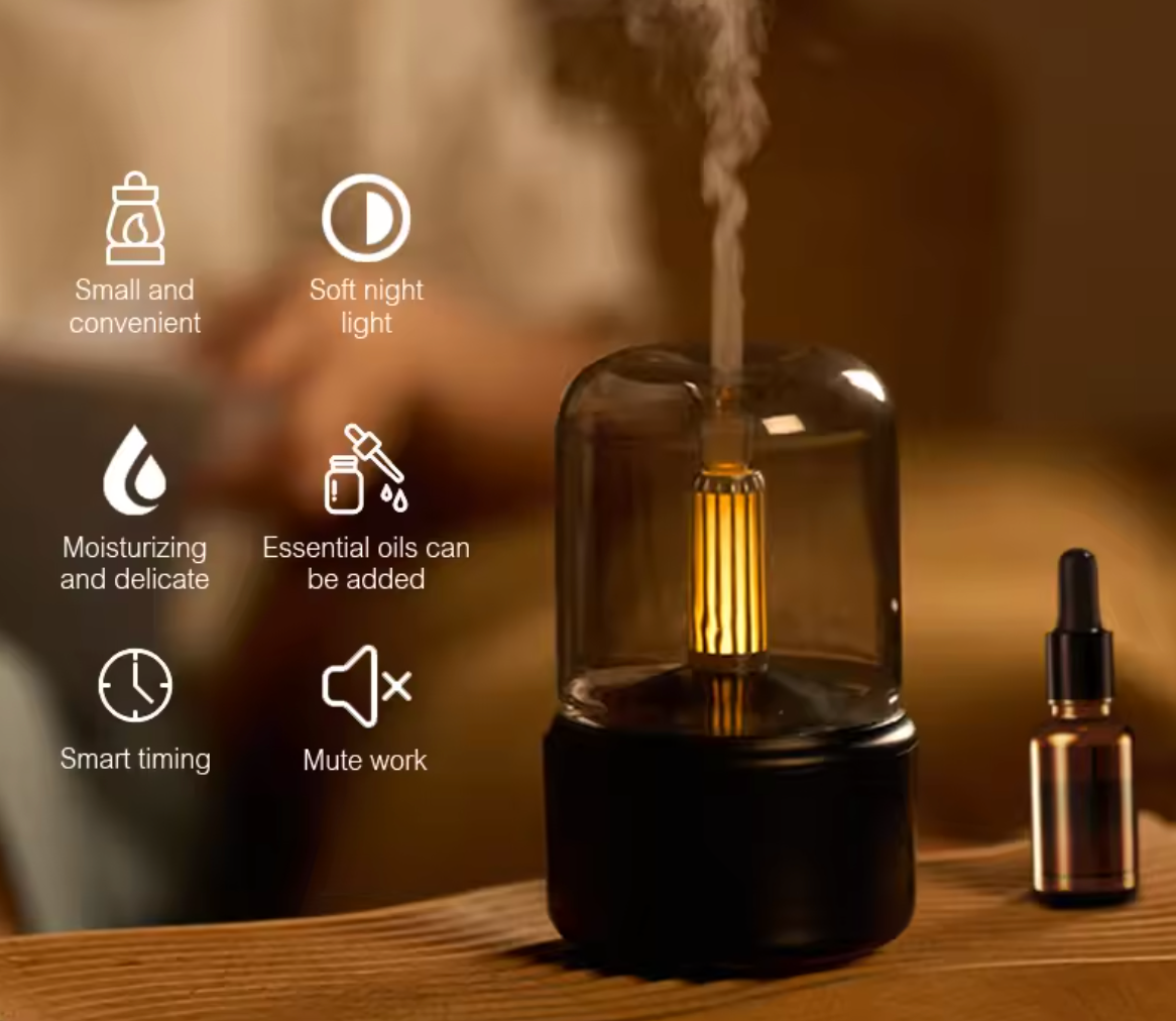 Essential Oil Diffuser, 150ml Aromatherapy Diffuser with Auto Shut-Off Function, Ultrasonic Diffusers for Essential Oils, Cool Mist Humidifier with Warm Lights, for Home & Office