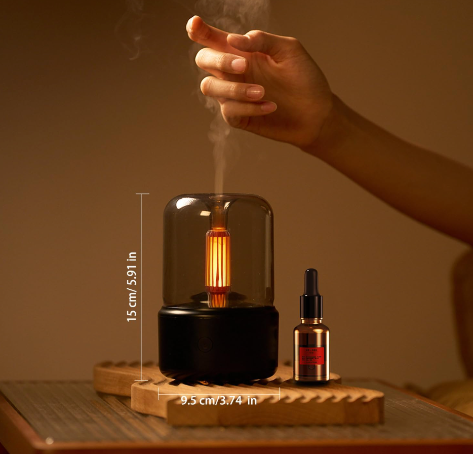 Essential Oil Diffuser, 150ml Aromatherapy Diffuser with Auto Shut-Off Function, Ultrasonic Diffusers for Essential Oils, Cool Mist Humidifier with Warm Lights, for Home & Office