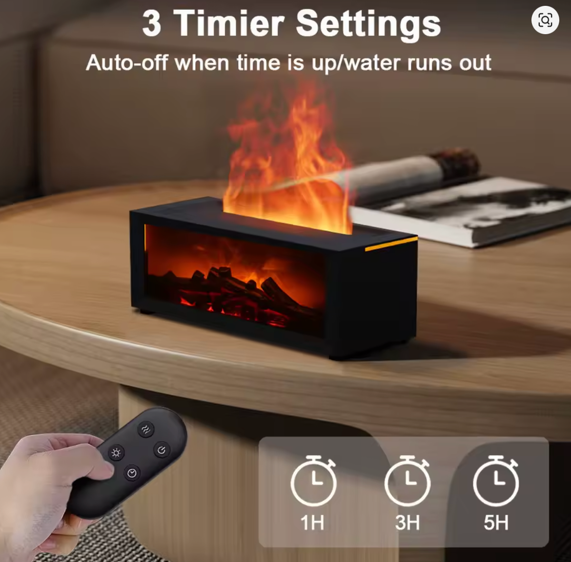 Fireplace Flame Air Diffuser Humidifier,7 Colors Aromatherapy Essential Oil Diffuser,Ultrasonic Aroma Humidifier with Timer for Home,Bedroom,Office,Yoga