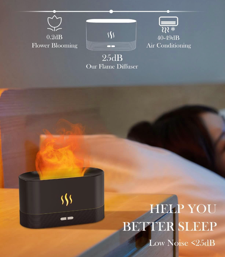 Flame Air Diffuser Humidifier,Upgraded Scent Diffuser for Essential Oils,Ultrasonic Aromatherapy,Fire Mist Humidi with 2 Brightness,Auto-Off Function for Room