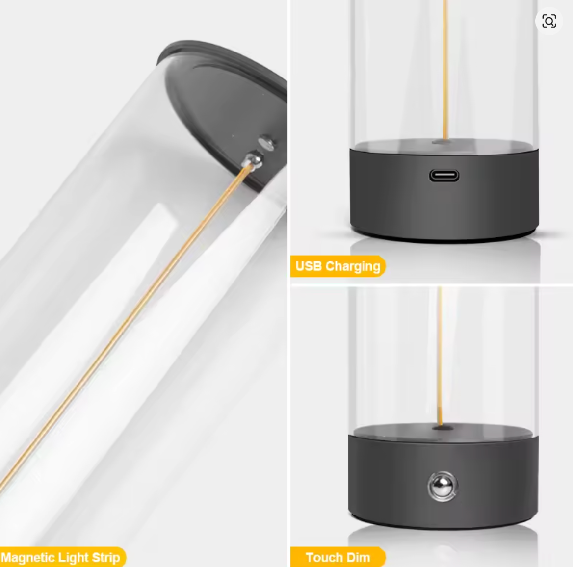 Cordless Portable LED Table Lamp Rechargeable Design Magnetic Desk Lamp with Touch Sensor Three-Level Dimmable For Bedroom Light