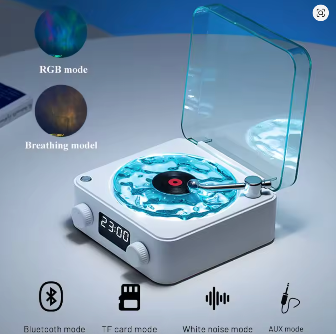Mini Retro White Noise Bluetooth Speaker Portable Vintage Sleep Aid Bluetooth Speaker Subwoofer With RGB Light Support TF Card