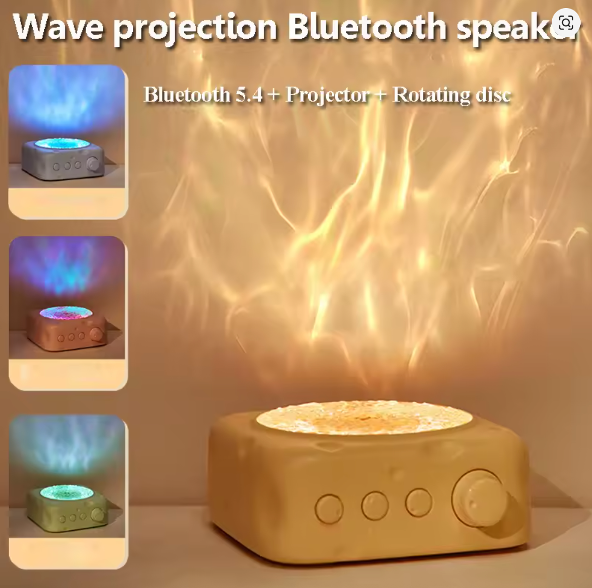 Portable Wave Projection Light Bluetooth Speaker RGB Atmosphere Light Hifi Audio System Wireless MP3 Music Player Birthday Gift