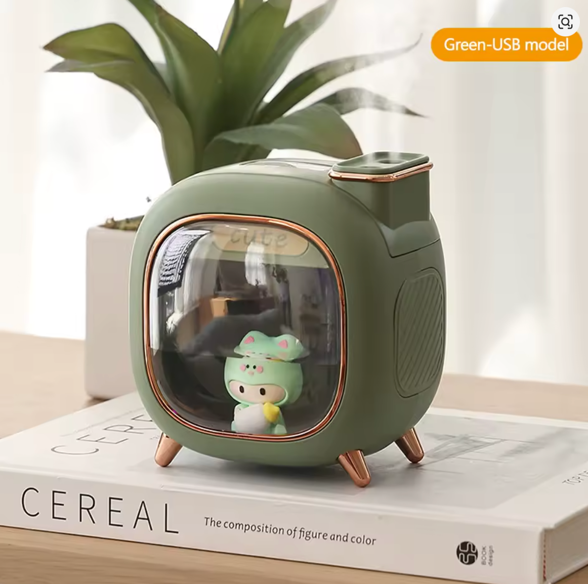 500ML Cartoon Doll USB Air Humidifier & Essential Oil Diffuser – Ultrasonic Aroma Mist with Colorful Breathing Night Light
