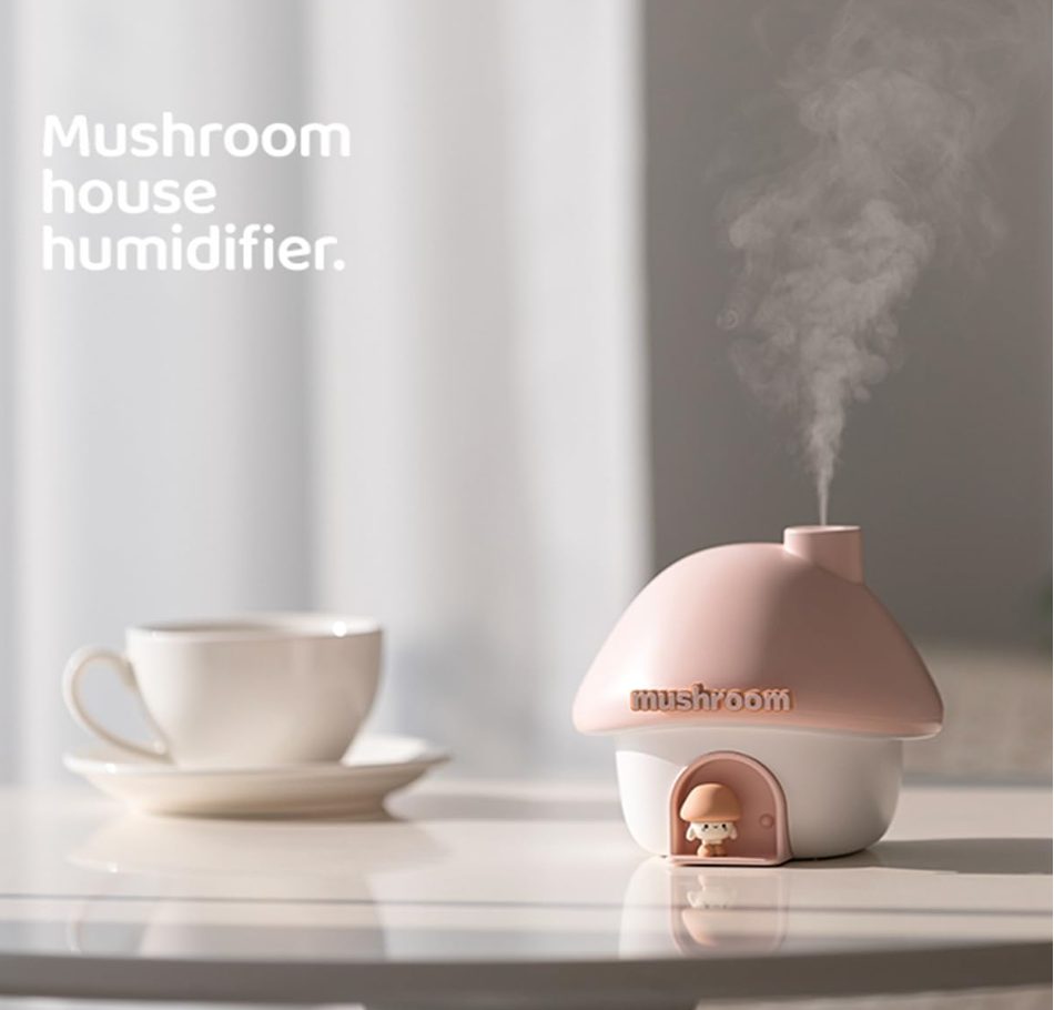 Cartoon Air Humidifier 300ml Mini Essential Oil Aroma Diffusers Colorful Lighting Cute Mushroom House Home Ultrasonic Humidifier