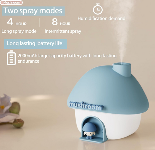 Cartoon Air Humidifier 300ml Mini Essential Oil Aroma Diffusers Colorful Lighting Cute Mushroom House Home Ultrasonic Humidifier
