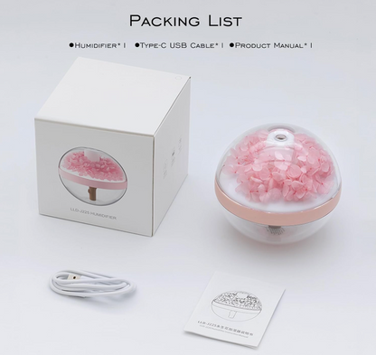 Preserved Flower Portable Humidifier,270ml Capacity,Rechargeable Essential Oil Diffuser with Night Light and Waterless Auto Shut-Off,for Office Room Bedroom Livingroom