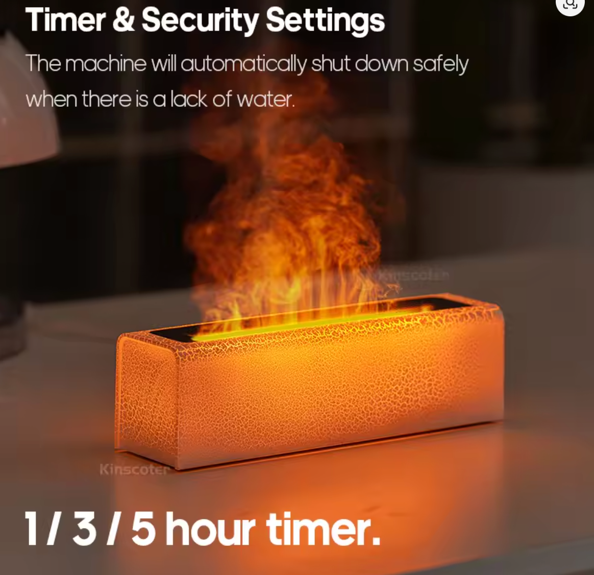 Essential Oil Aroma Diffuser Flame Air Humidifier Ultrasonic Cool Mist Difusor with RGB Realistic Fire Night Light