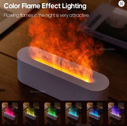 Essential Oil Aroma Diffuser Flame Air Humidifier Ultrasonic Cool Mist Difusor with RGB Realistic Fire Night Light