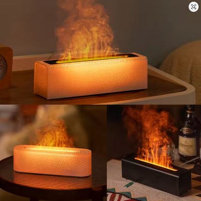 Essential Oil Aroma Diffuser Flame Air Humidifier Ultrasonic Cool Mist Difusor with RGB Realistic Fire Night Light