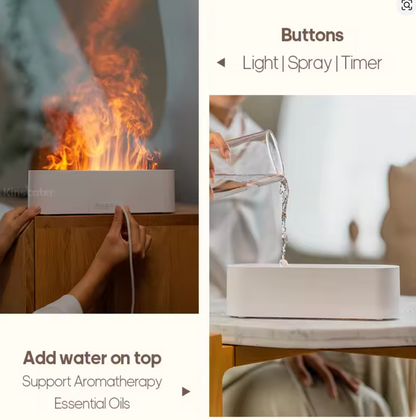 Essential Oil Aroma Diffuser Flame Air Humidifier Ultrasonic Cool Mist Difusor with RGB Realistic Fire Night Light