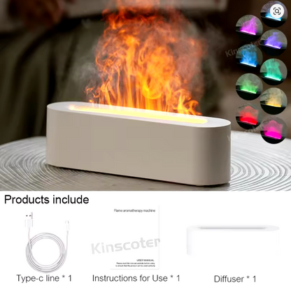 Essential Oil Aroma Diffuser Flame Air Humidifier Ultrasonic Cool Mist Difusor with RGB Realistic Fire Night Light