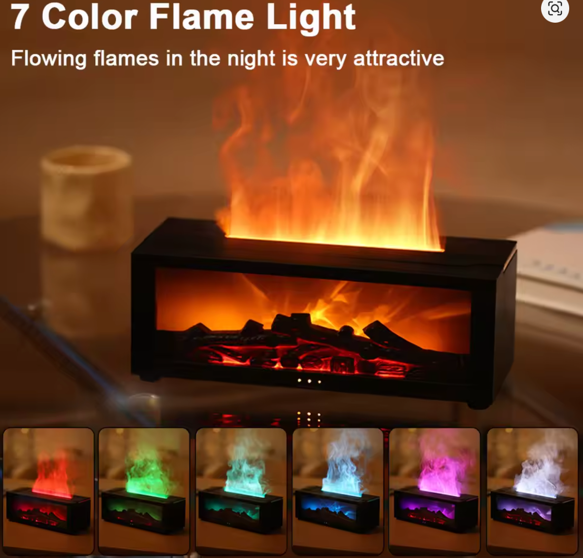 Fireplace Flame Air Diffuser Humidifier,7 Colors Aromatherapy Essential Oil Diffuser,Ultrasonic Aroma Humidifier with Timer for Home,Bedroom,Office,Yoga