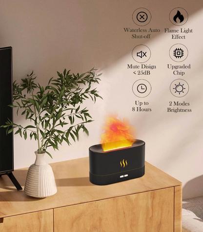 Flame Air Diffuser Humidifier,Upgraded Scent Diffuser for Essential Oils,Ultrasonic Aromatherapy,Fire Mist Humidi with 2 Brightness,Auto-Off Function for Room