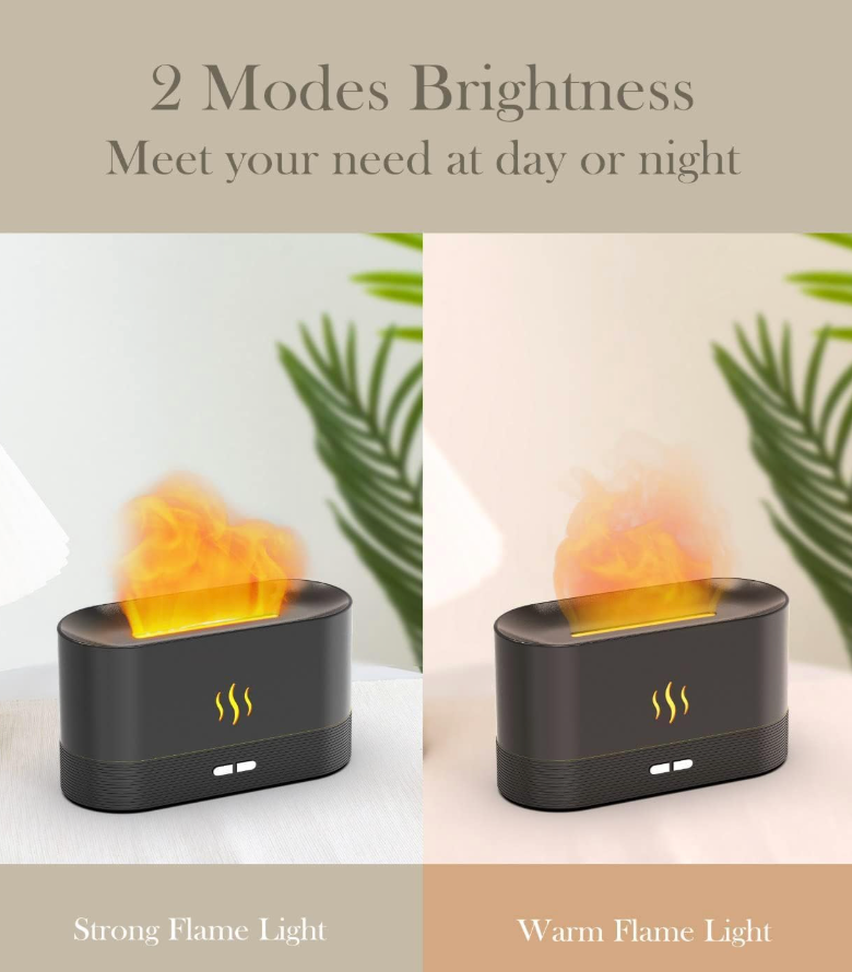 Flame Air Diffuser Humidifier,Upgraded Scent Diffuser for Essential Oils,Ultrasonic Aromatherapy,Fire Mist Humidi with 2 Brightness,Auto-Off Function for Room