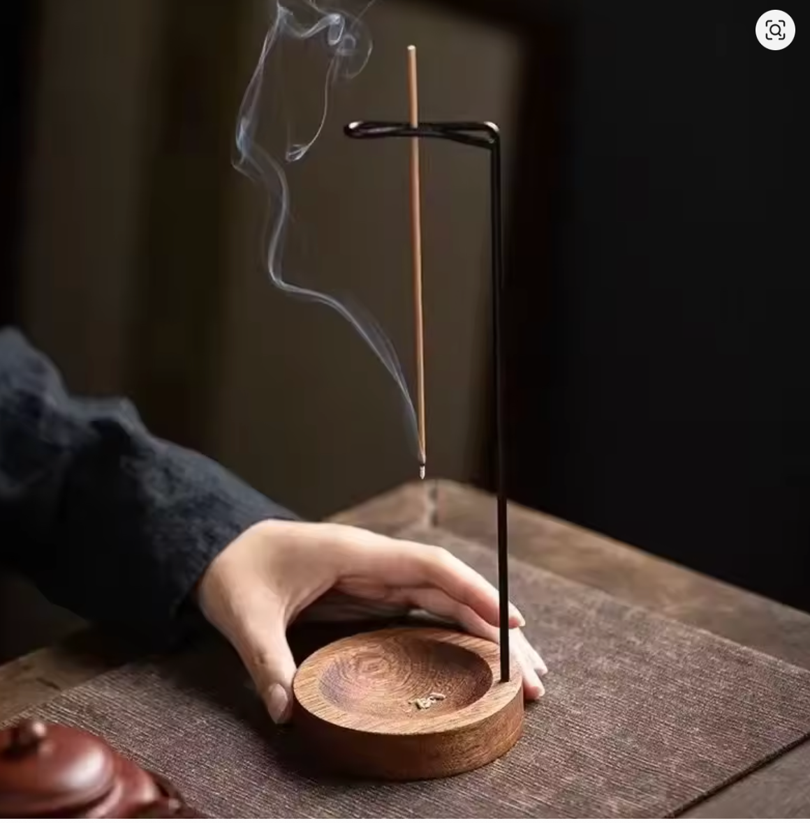 Insence Burner Upside Down Incense Burner Incense Stick Holder Wooden Round Incense Tray Ornament Bedroom Home Yoga Decoration