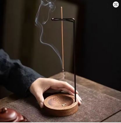 Insence Burner Upside Down Incense Burner Incense Stick Holder Wooden Round Incense Tray Ornament Bedroom Home Yoga Decoration