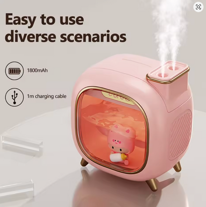 500ML Cartoon Doll USB Air Humidifier & Essential Oil Diffuser – Ultrasonic Aroma Mist with Colorful Breathing Night Light