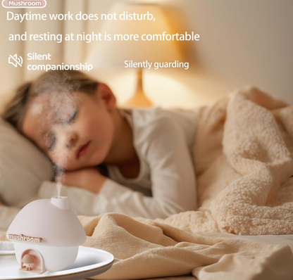 Cartoon Air Humidifier 300ml Mini Essential Oil Aroma Diffusers Colorful Lighting Cute Mushroom House Home Ultrasonic Humidifier