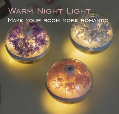 Preserved Flower Portable Humidifier,270ml Capacity,Rechargeable Essential Oil Diffuser with Night Light and Waterless Auto Shut-Off,for Office Room Bedroom Livingroom